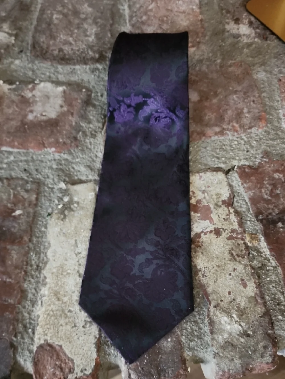 Giorgio Armani Silk Tie Purple Black Floral Jacquard Luxury Designer Necktie